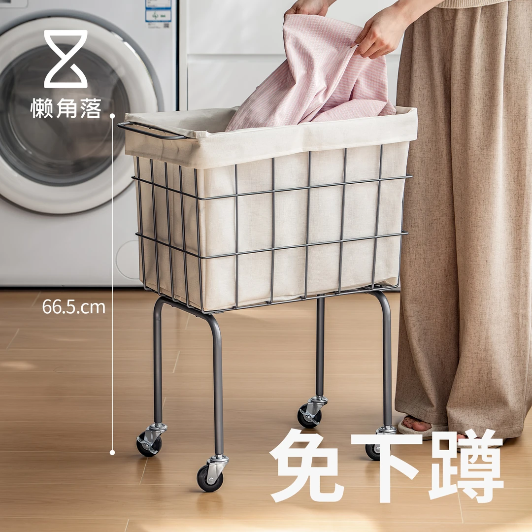 懒角落脏衣篓脏衣服收纳筐桶家用洗污衣篮子推车带轮卫生间置物架