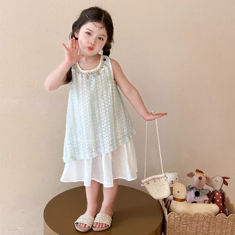 女童连衣裙夏季2025新款儿童洋气背心裙女宝宝夏装波西米亚风裙子