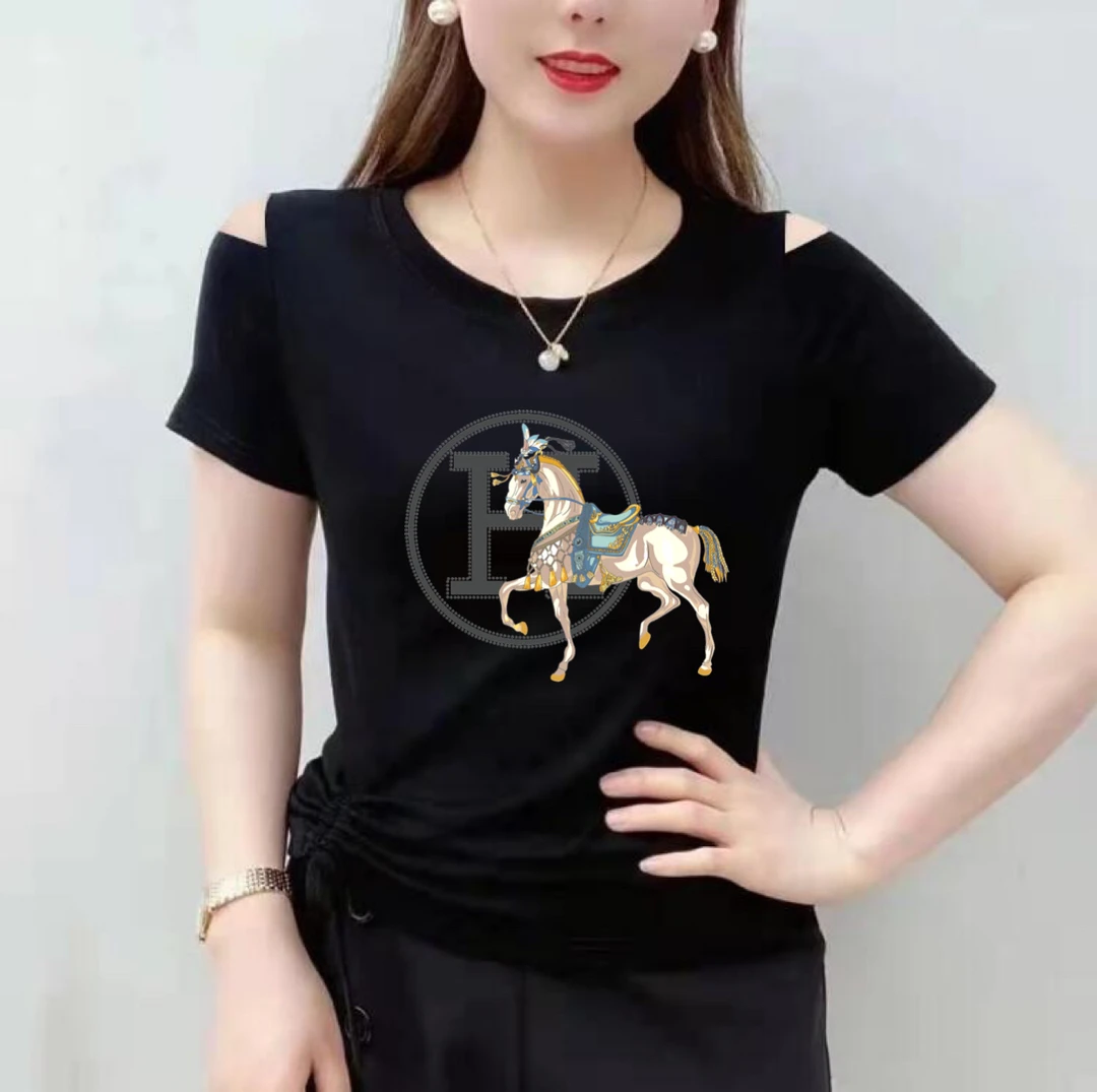 大码短袖t恤女士短款2025夏新款上衣洋气百搭修身显瘦韩版体恤衫