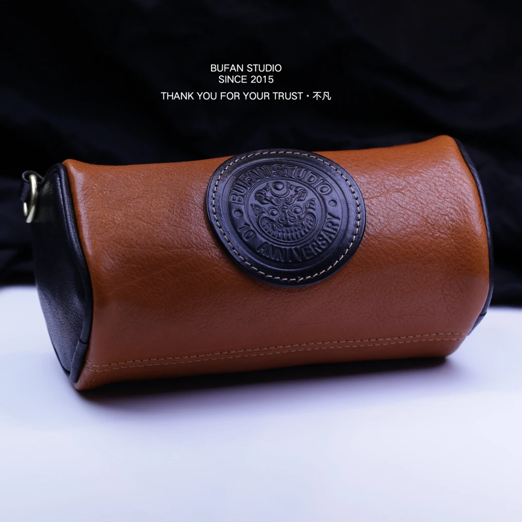 【不凡】文玩好物瑞兽胶囊文玩收纳包牛皮制，尺寸18.5×9×9cm