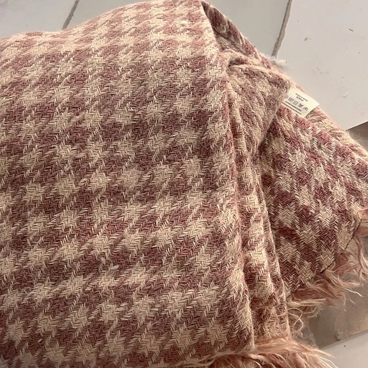 棉棉黄麻千鸟格流苏毯140/190