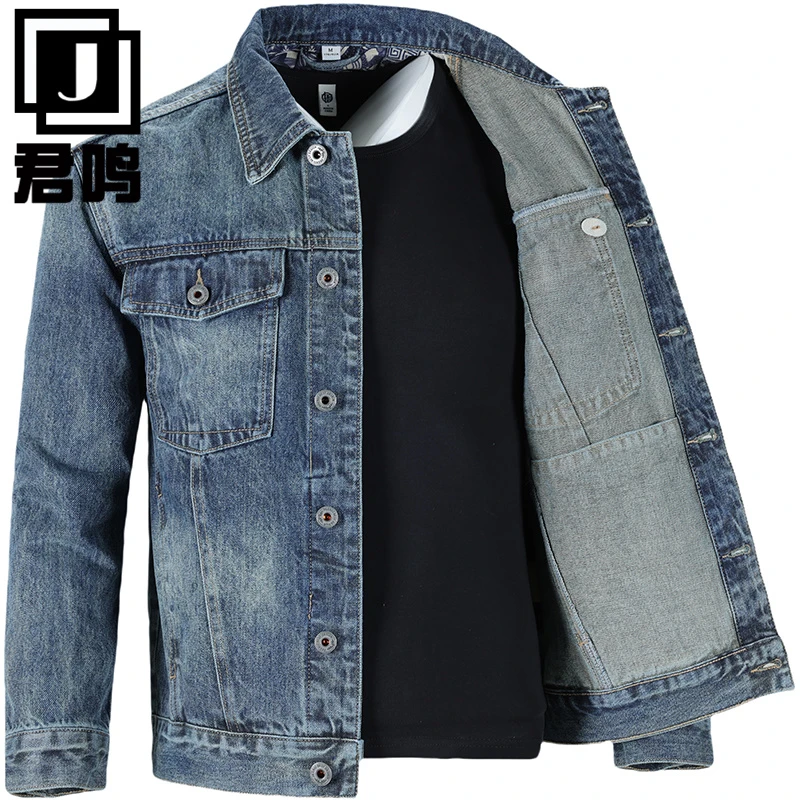 牛仔外套男款水洗夹克2025秋冬新款宽松高档耐磨翻领休闲牛仔衣男