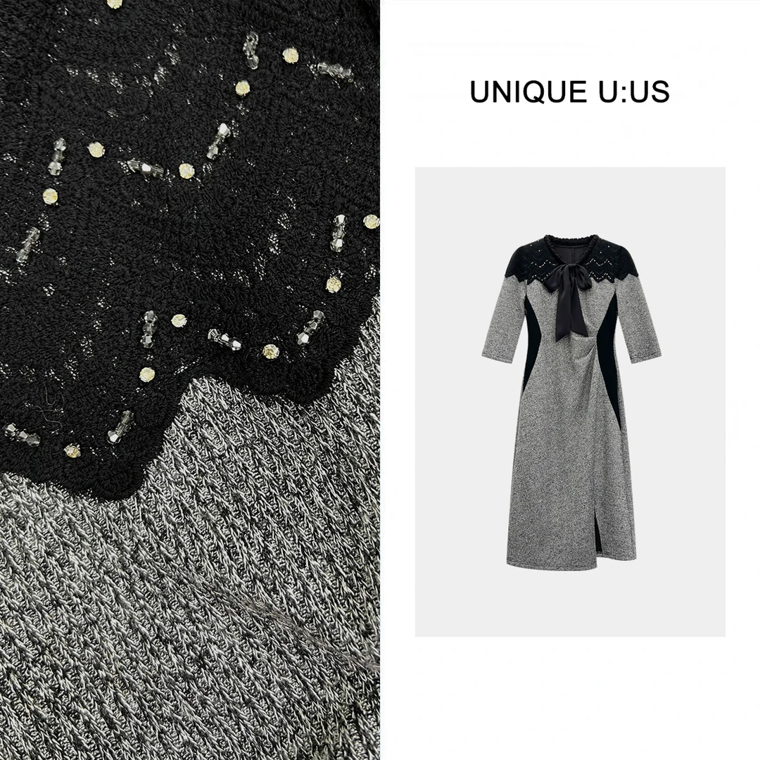 【TangTang·Studio】新优雅法式拼色收腰气质显瘦女装连衣裙-250559