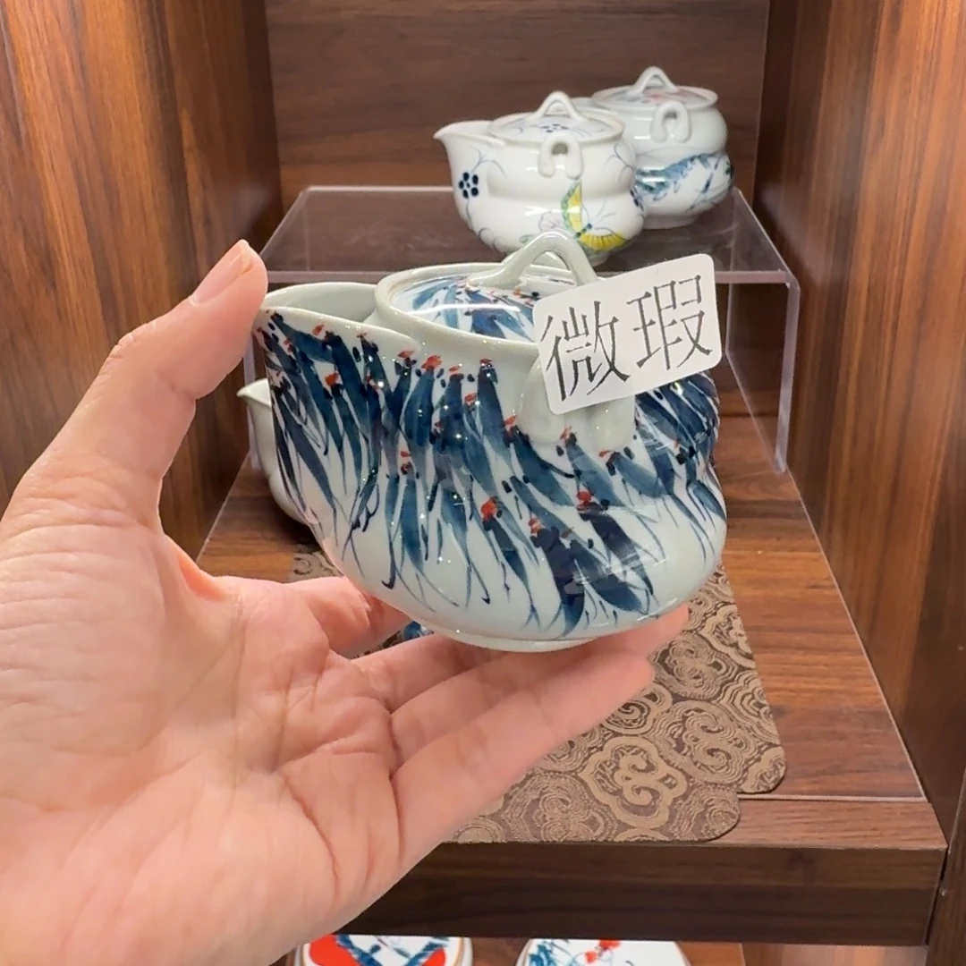 釉下手绘茶具微瑕