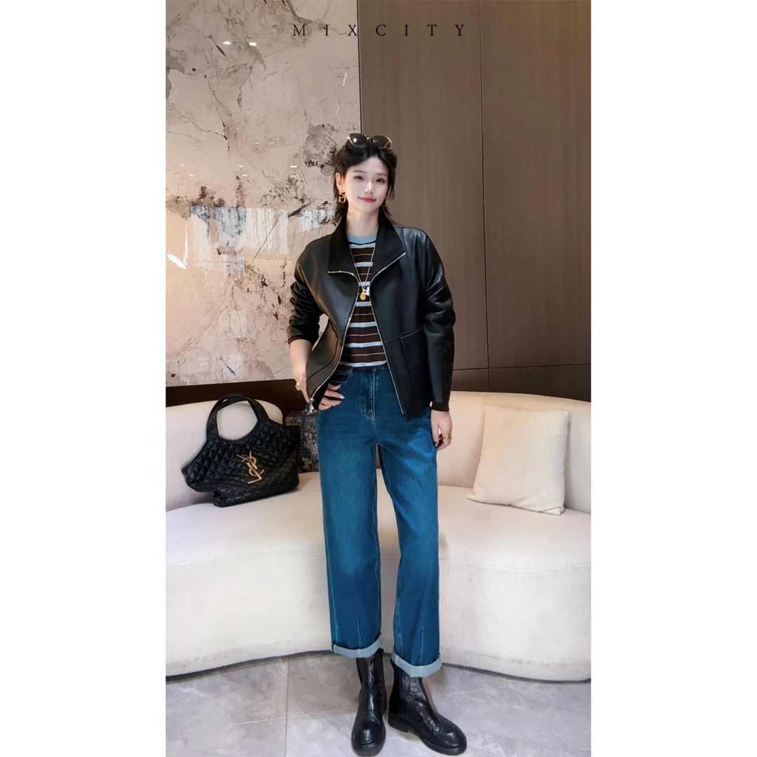 【亚楠本楠】四不像2.0◆秋季新款美式水洗深蓝直筒牛仔裤8507