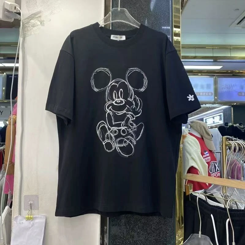 D3021欧货韩版宽松卡通米奇刺绣百搭休闲上衣