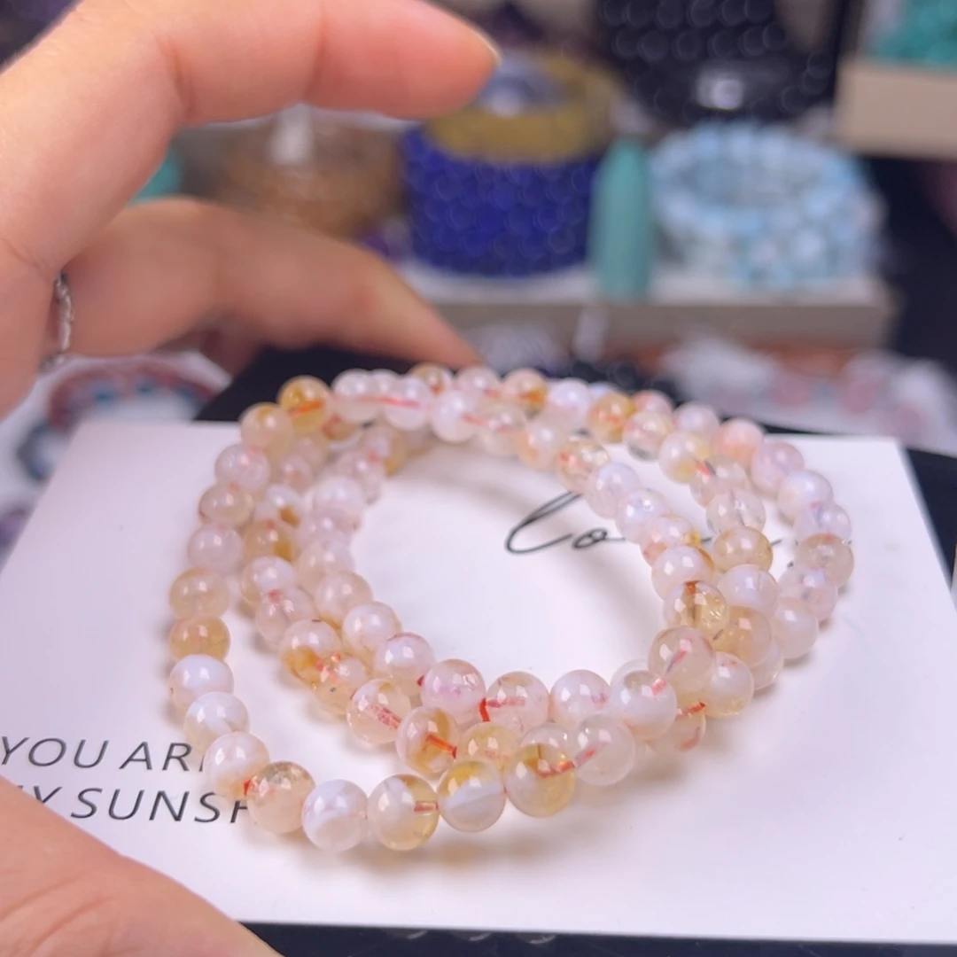 手链未镶嵌水晶蜂蜜奶盖黄水晶6mm