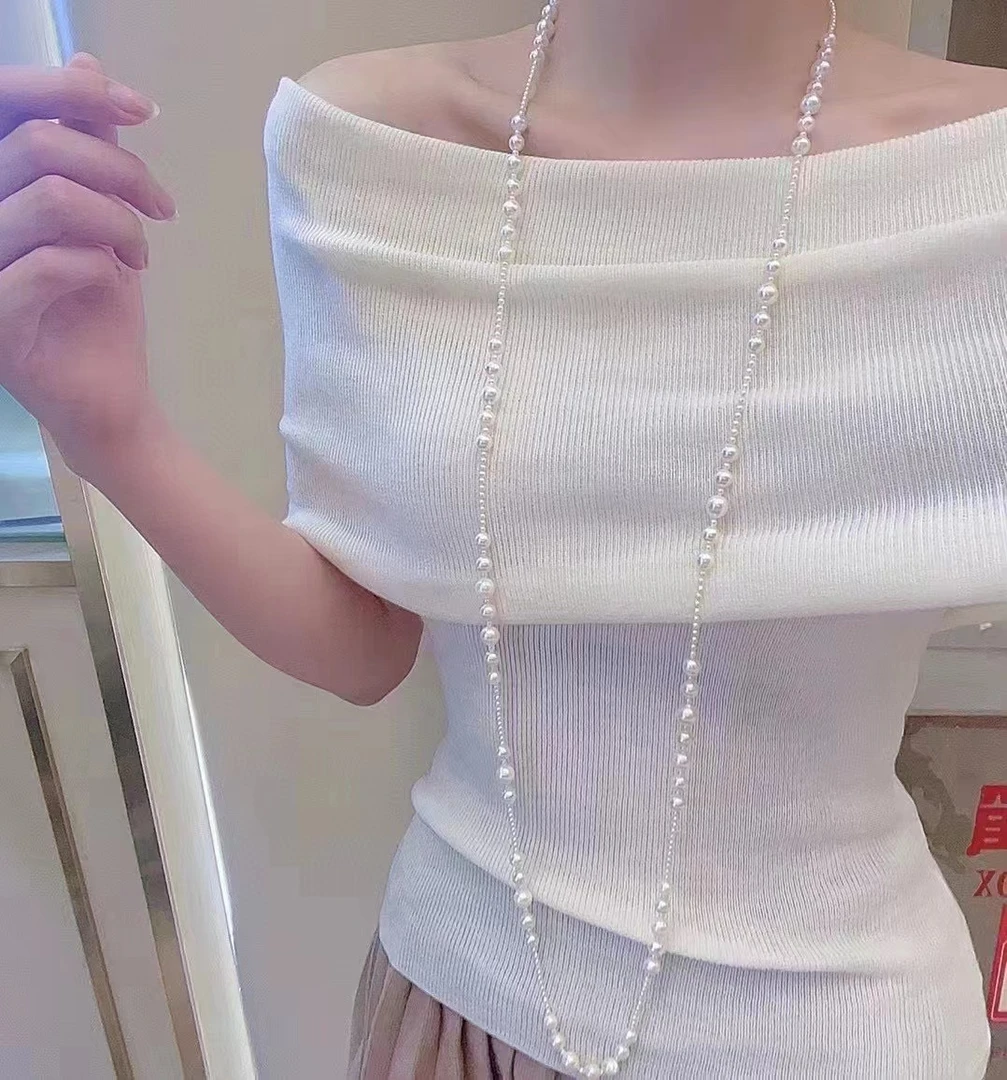 （专属）项链小香风项链冷光白色百搭毛衣链旗袍链160CM左右