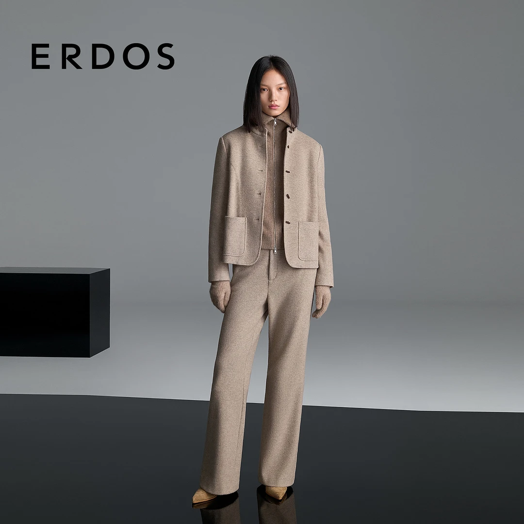 【头等舱精密针织】ERDOS 圆机羊绒女士裤装25年秋冬新品直筒裤子
