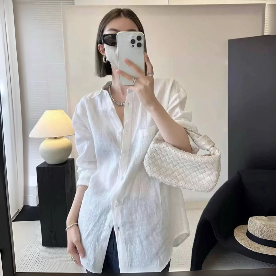 夏季新款气质衬衫防晒开衫外套女设计感宽松棉麻薄款外搭上衣