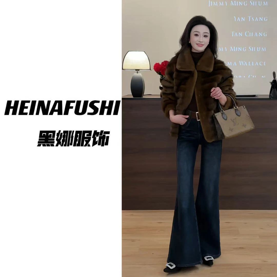 HEINA轻奢翻领环保毛毛外套10124 Q