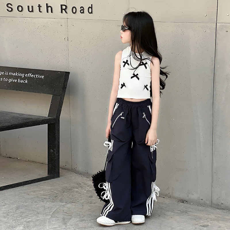 女童工装裤2025夏季潮款背心洋气时髦爵士高阶宽松中大童韩范夏装