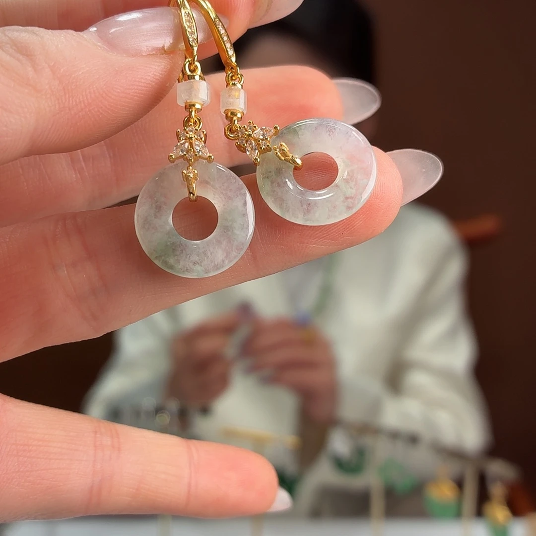 翡翠银S925镶嵌耳饰