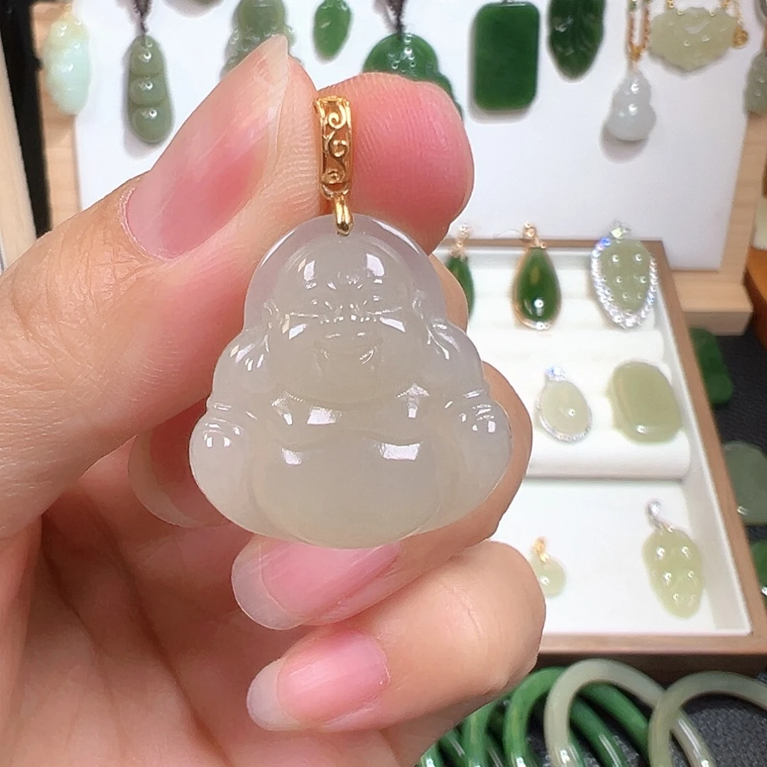颈饰银S925镀金镶嵌和田玉
