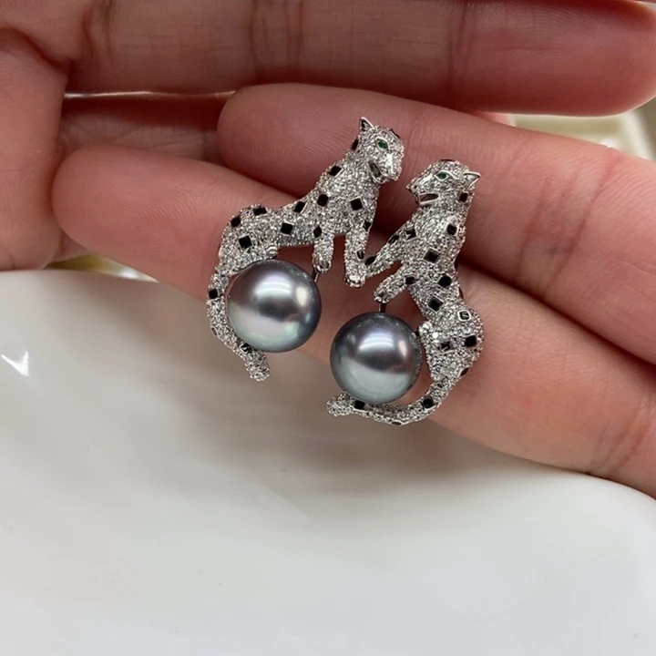 海水珍珠耳饰银S925镶嵌