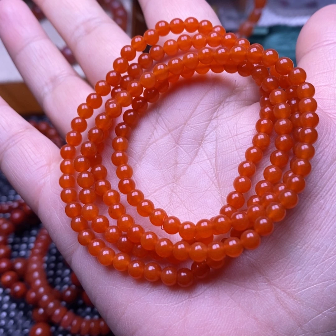 南红玛瑙未镶嵌手串卡4多圈