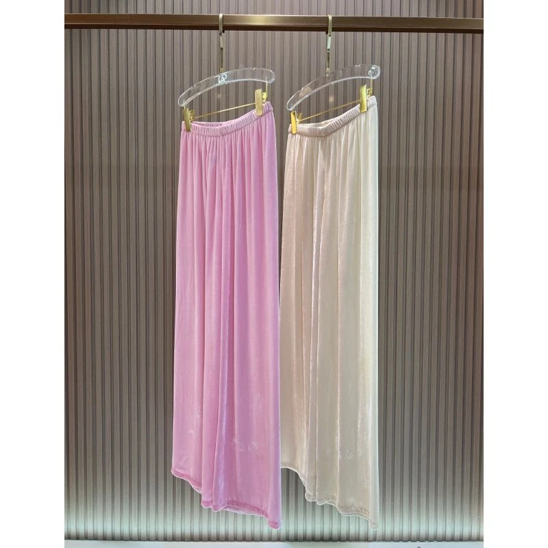 针丝丝绒直筒长裤阔腿裤休闲裤