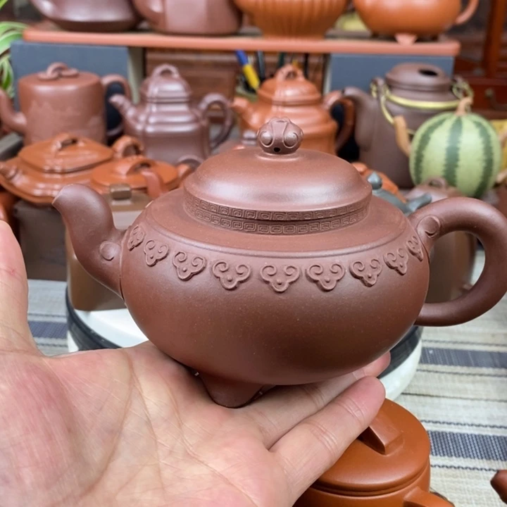 紫砂茶壶云肩如意380cc原矿一厂老底曹青特价