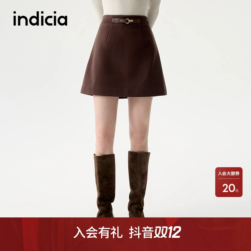 indicia标记2025冬季新款软糯细腻精致时髦俏皮半裙短裙L2D5QZ264