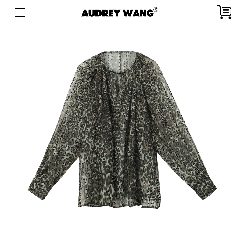 AUDREYWANGV领链条人丝豹纹植绒波点上衣11831