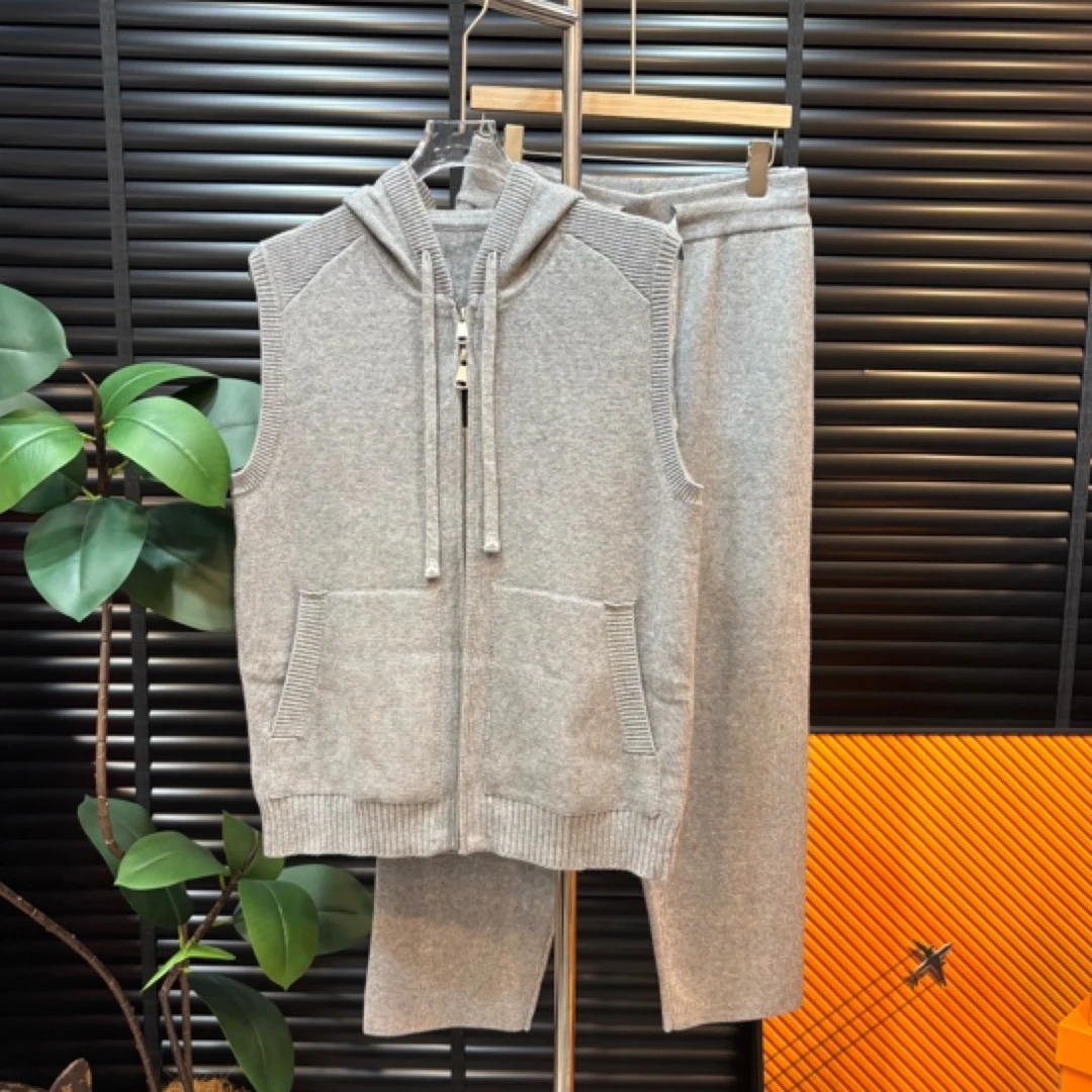 【清澈男装轻奢出品】 K56773/Q2025/高端欧货羊毛混纺针织马甲套装