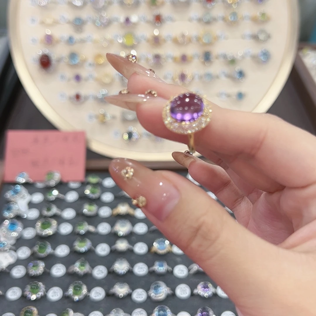 蛇纹石玉戒指银S925镶嵌小*?