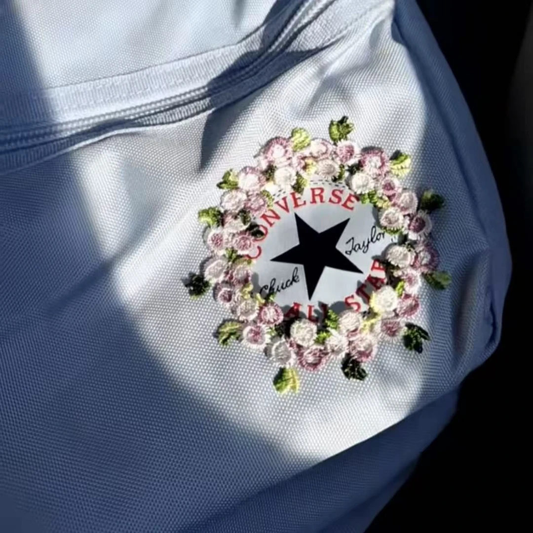 【憨堡】书包刺绣logo花朵蕾丝蝴蝶结diy非成品材料包饰品