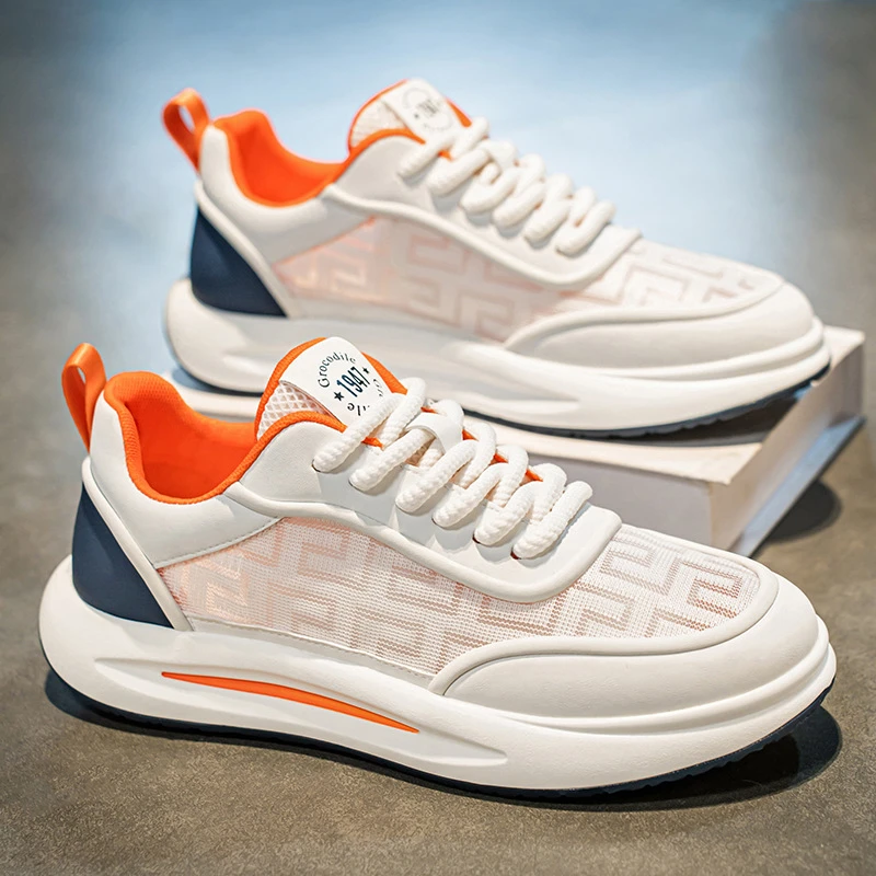 男式男士潮流款春夏透气冰丝材质休闲低帮轻质软底小白板鞋男鞋