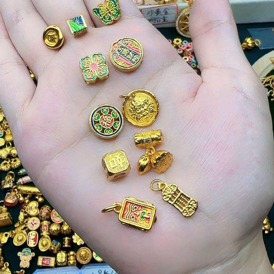 无铜合金黄财神，四叶草