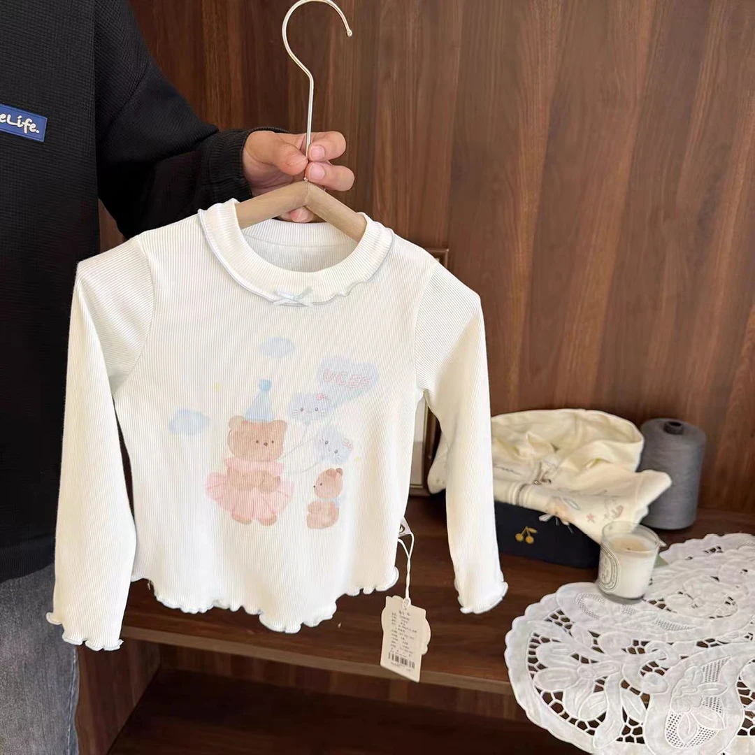 女童秋装打底衫2025春秋季新款中小童女宝宝洋气卡通印花t恤长袖T