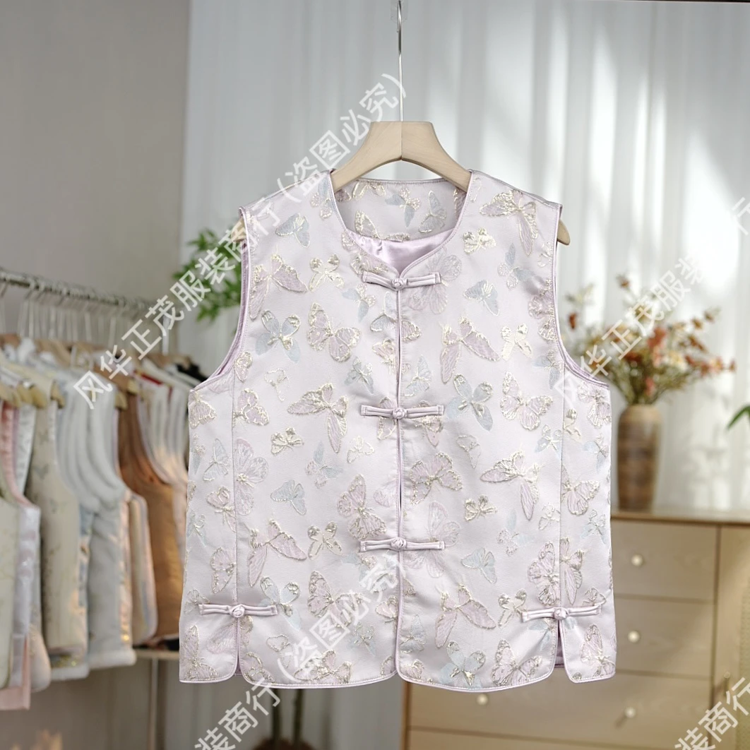 【3730】 新中式国风重工提花圆领马甲时尚复古常规款马甲