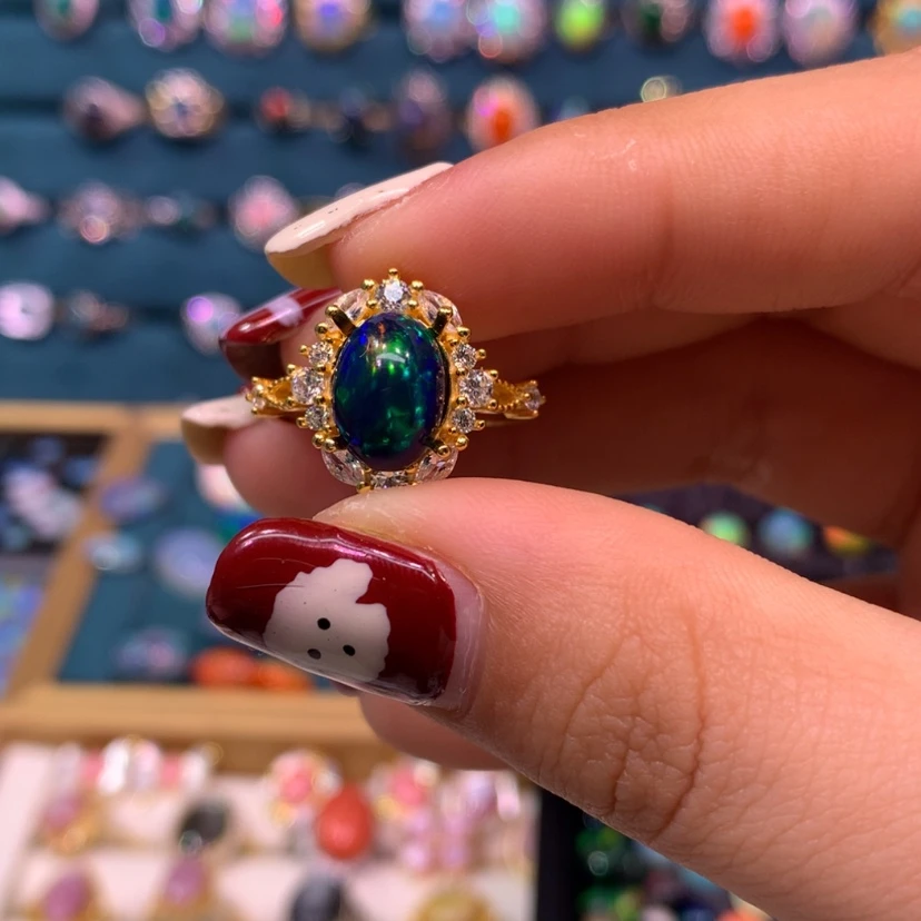 【闪购商品】欧泊戒指款式银S925镶嵌富*儿