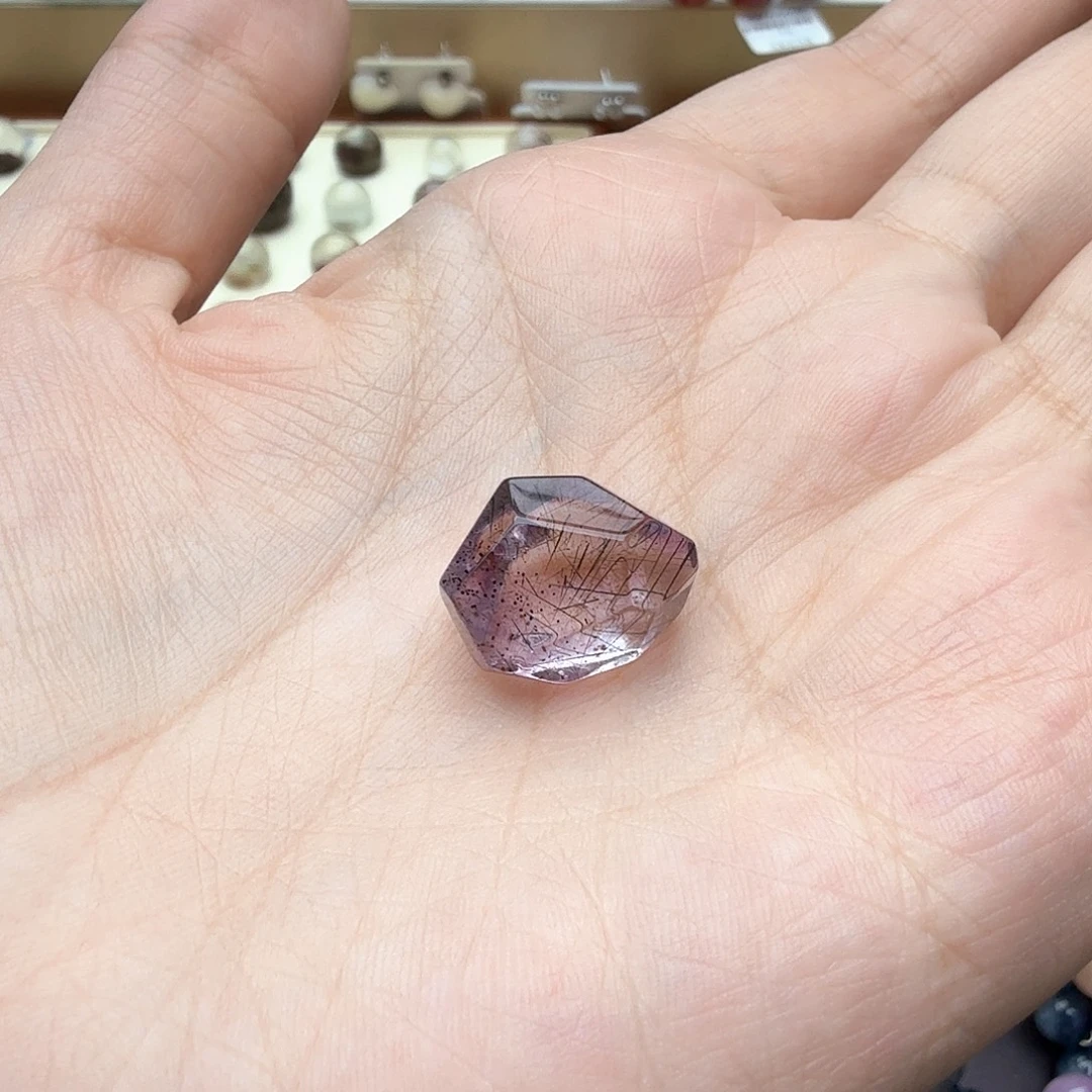 珠宝半成品水晶未镶嵌紫超七随行打孔洗孔