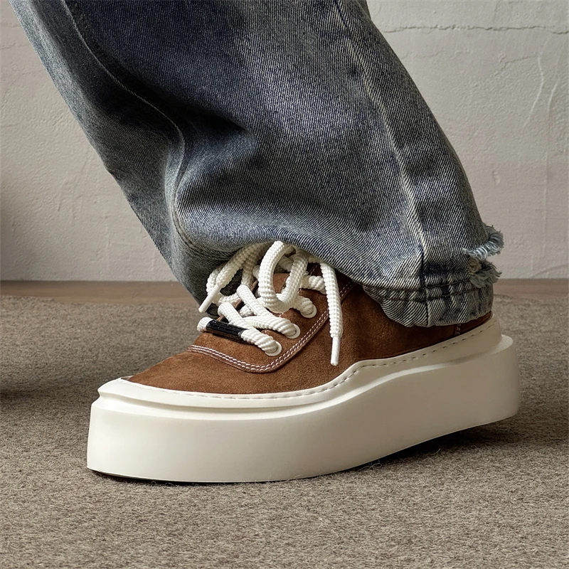 2025新款厚底增高休闲真皮板鞋