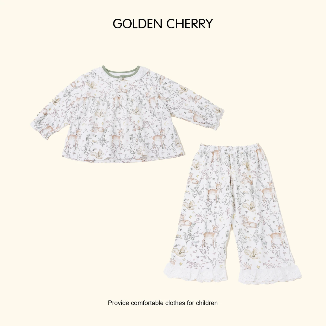 【Golden cherry】儿童小松鼠短袖短裤家居套装660850