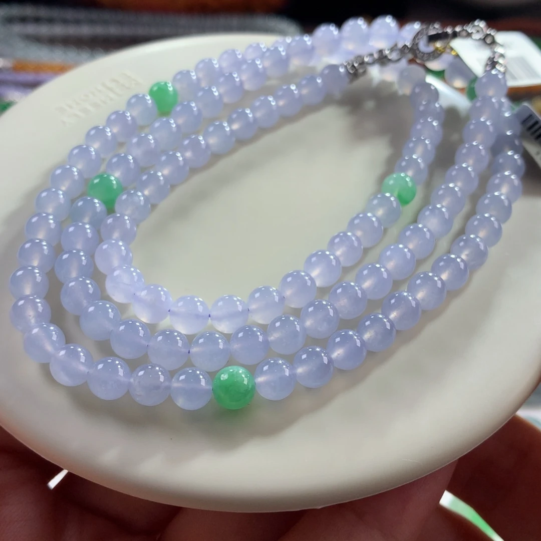 翡翠未镶嵌手链翡翠高冰起胶梦幻仙紫卡5.90～6+