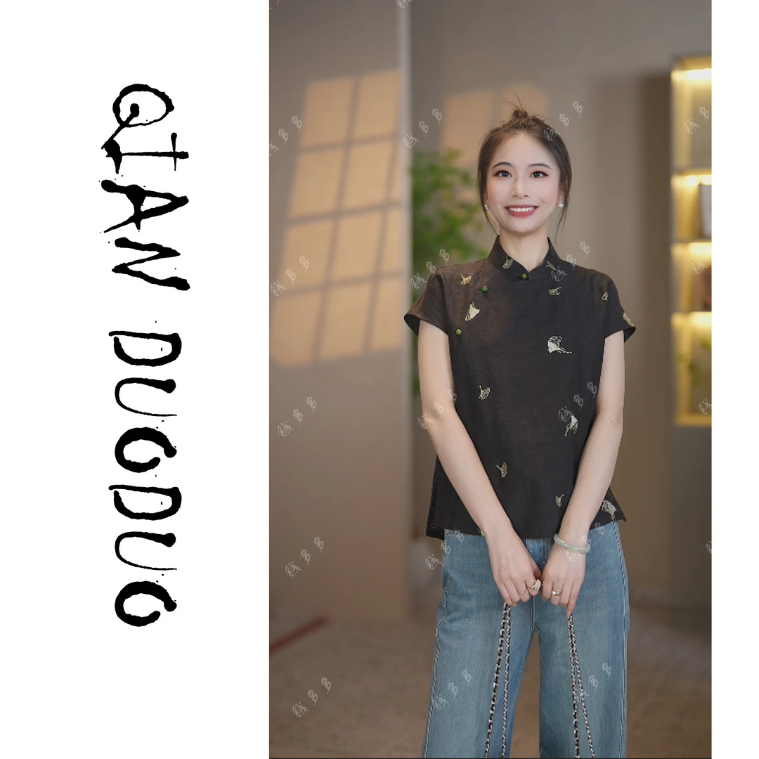 绸缘【风吟】龟裂纹拉丝休闲新中式百搭时尚夏季女士上衣661885