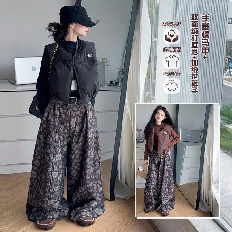 韩版女童洋气加绒套装保暖宽松显瘦童装时尚百搭潮流中大童