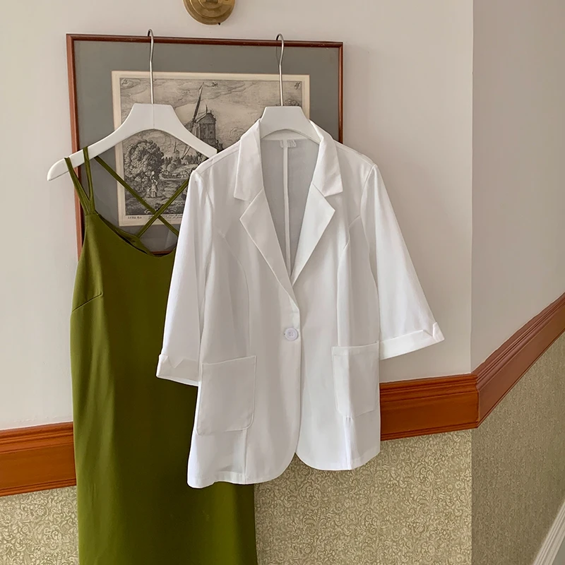 翻领西装外套女薄款气质百搭防晒休闲上衣春秋夏季D19