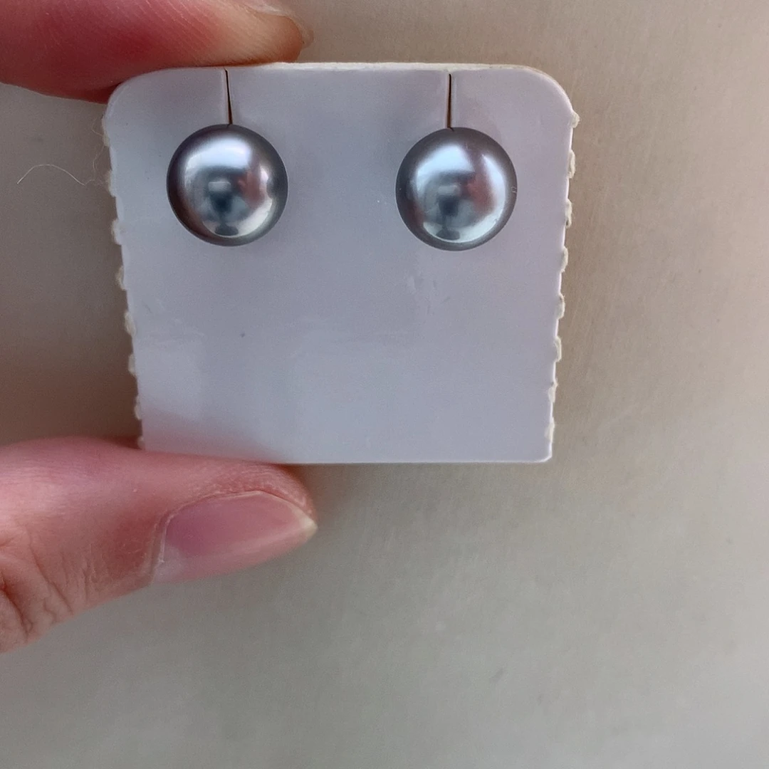 18K金镶嵌海水珍珠耳饰9.5-10mm