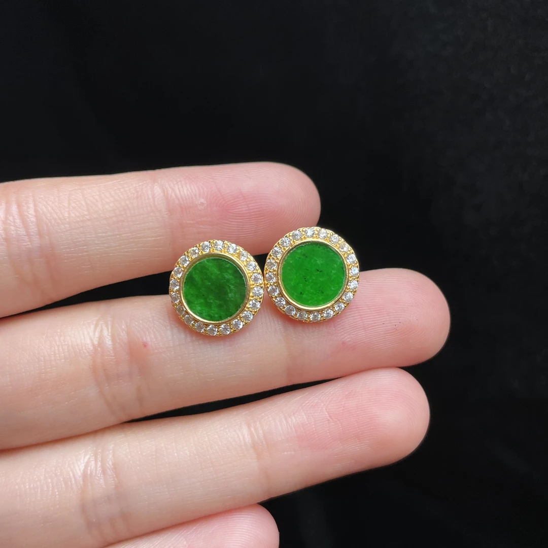 【玉氏珠宝】925银翡翠耳钉-约12*3mm CAN2430130