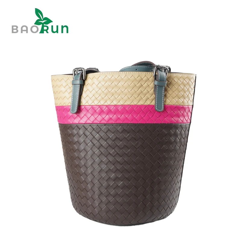 【30拼色水桶包】25年早春新款女士时尚撞色编织包单肩手提包