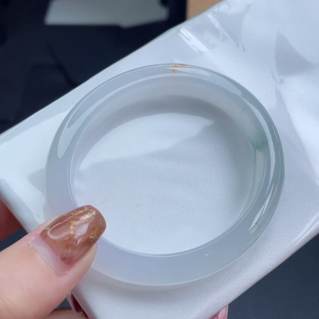 未镶嵌手镯翡翠53正圈 冰胶细润冰飘花 花小钱办大事22