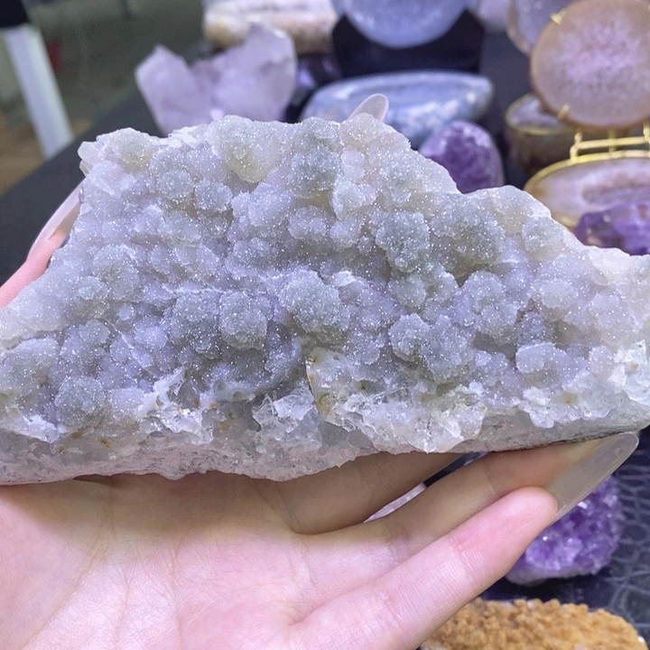 未镶嵌珠宝半成品紫晶绿软啵啵奇石矿标