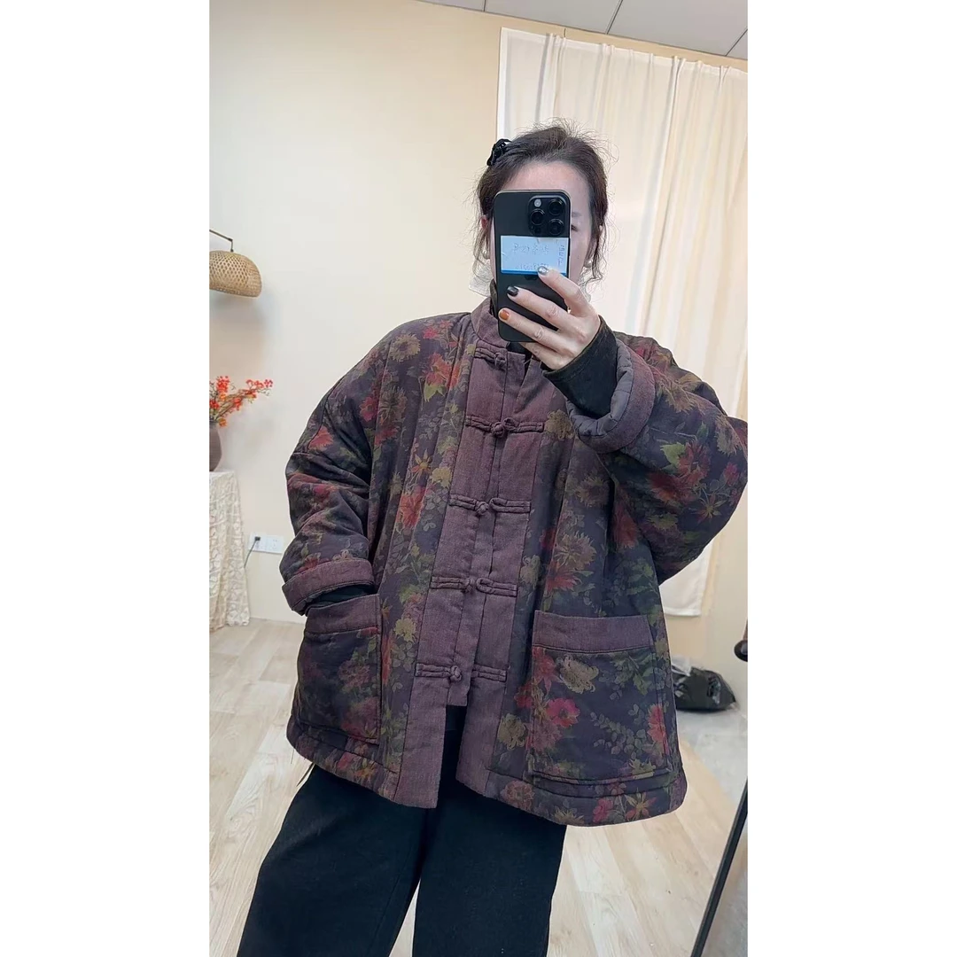 8643秋冬新款时尚气质显瘦遮肉洋气休闲加厚宽松韩版小棉袄外套