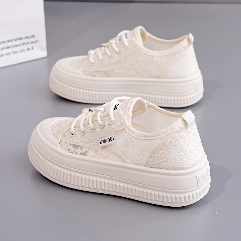 2025夏季新款网面网鞋夏款小白女鞋帆布鞋爆款百搭厚底透气板鞋子