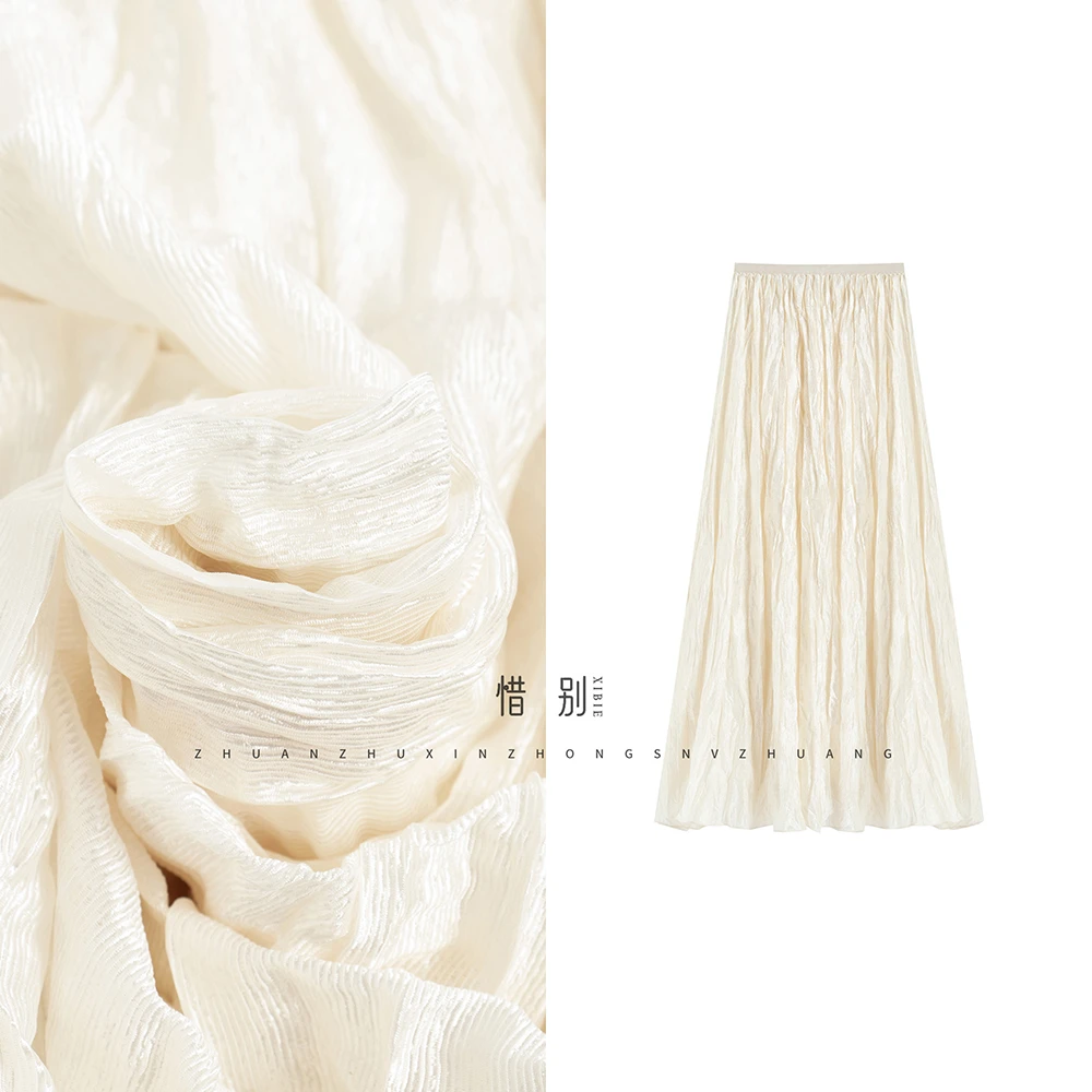 【手工褶裙】25年夏季新款减龄显瘦显贵醋酸女裙显瘦褶皱裙