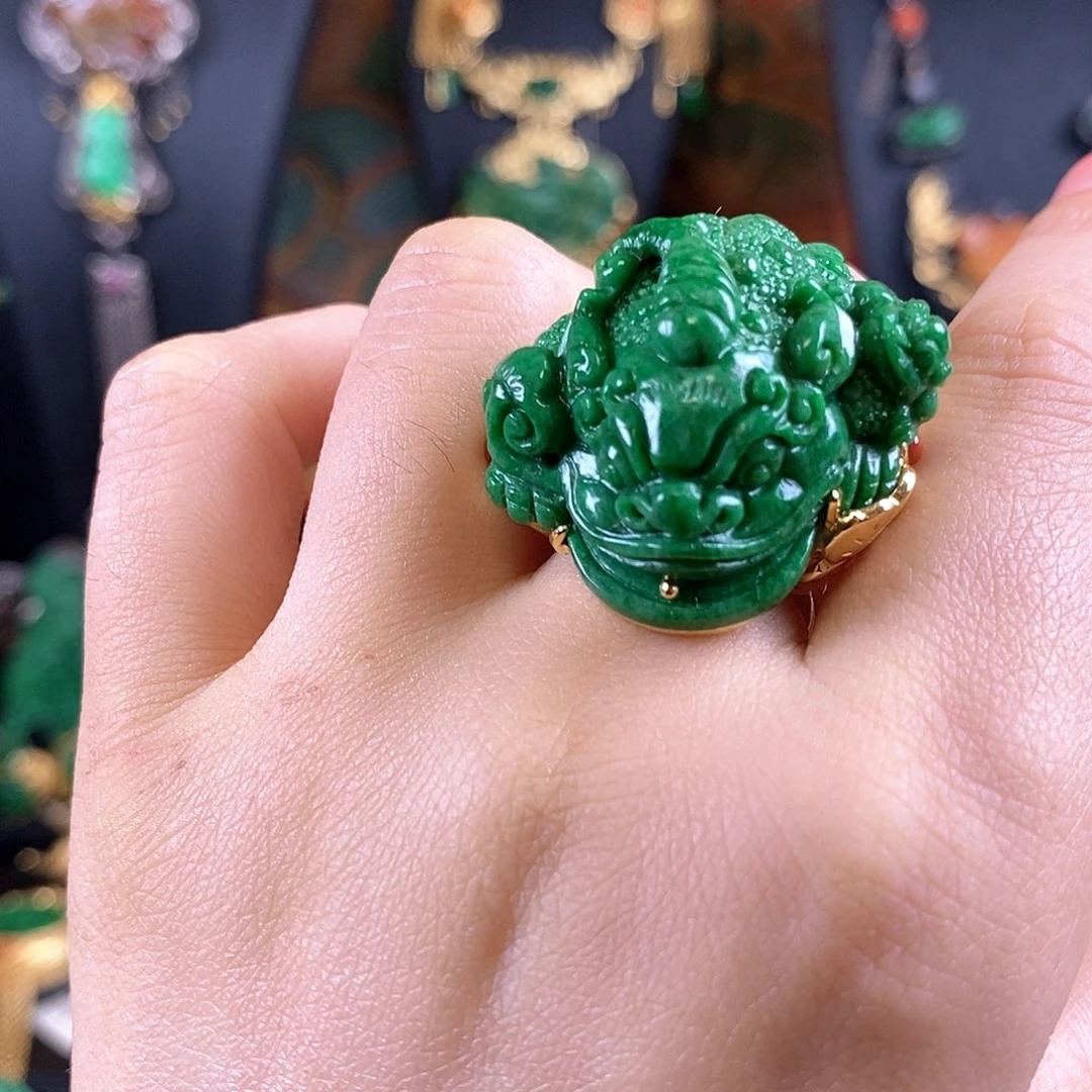 翡翠银S925镶嵌戒指戒指