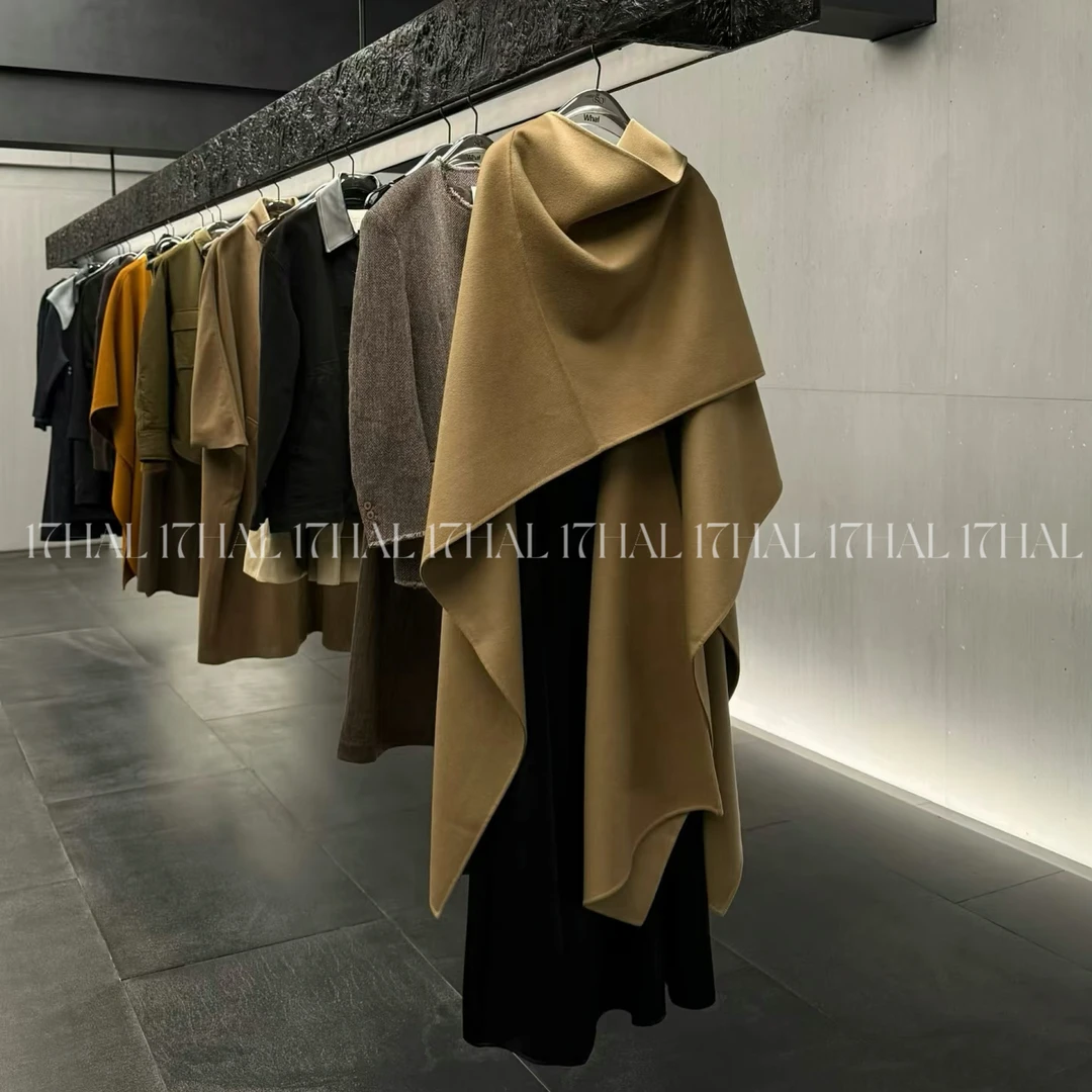 17HAL La Co*长期主义贵气感绵羊毛双面斗篷披肩外套