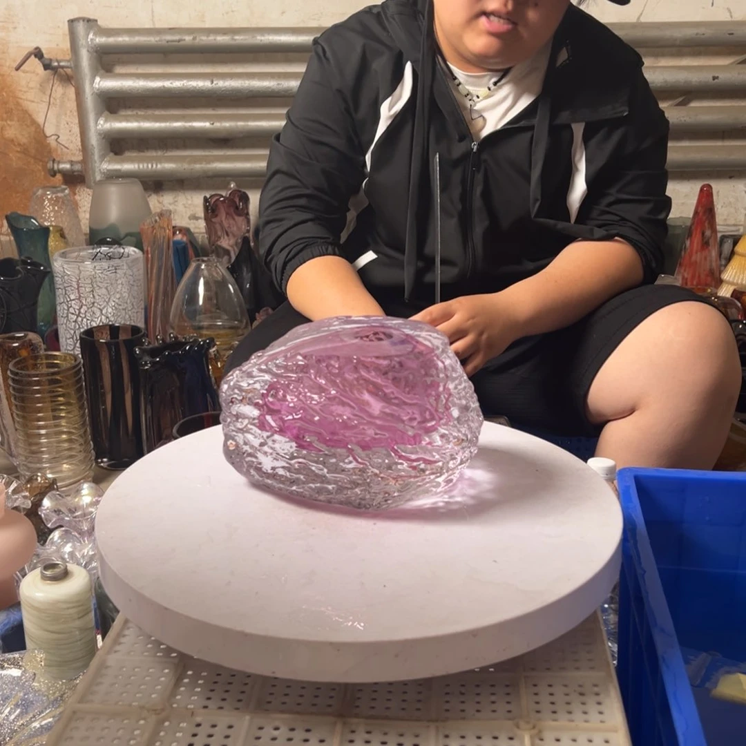 高度15金红琉璃火山石花器